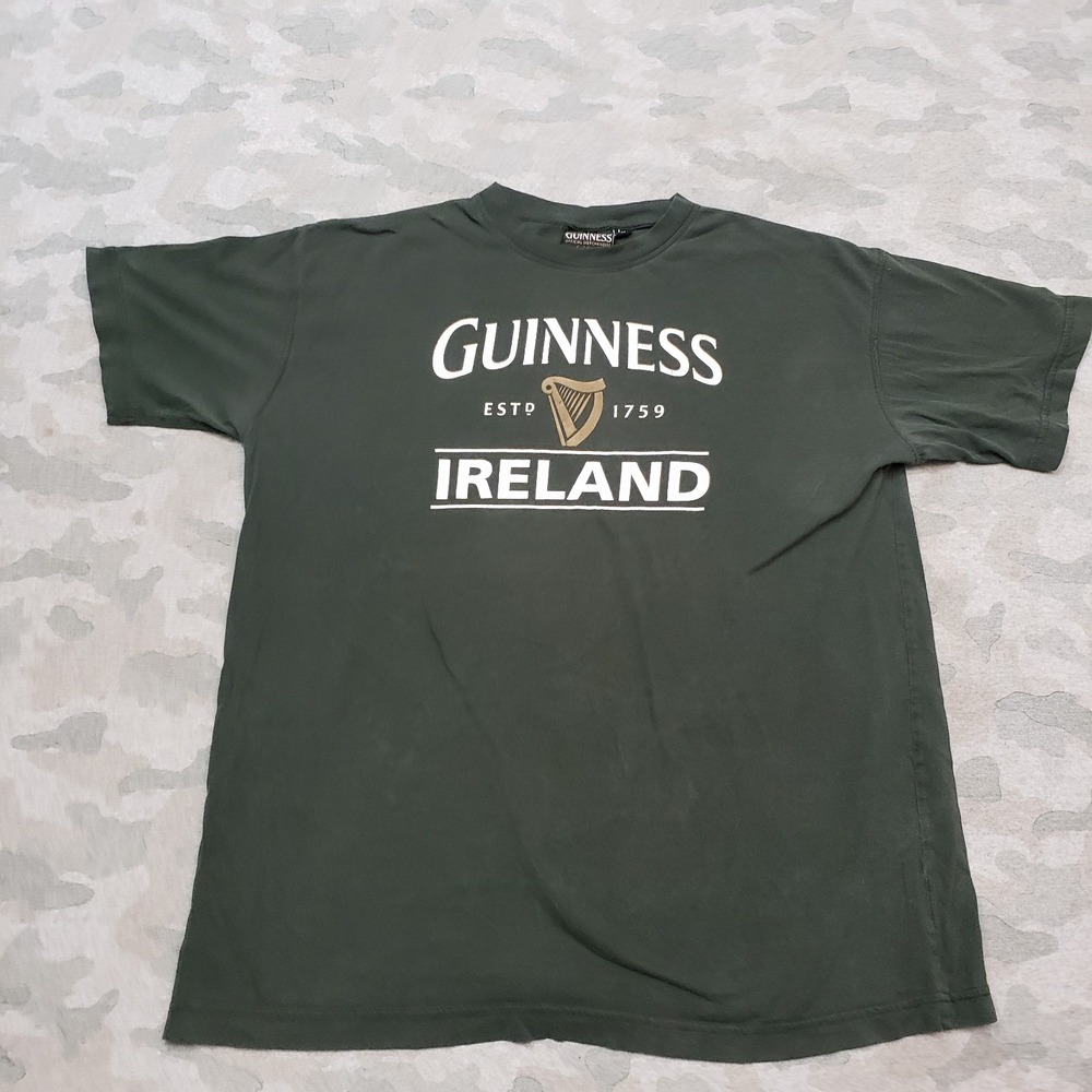 Guinness Ireland Shirt Mens Large Green Relaxed Fit Short Sleeve